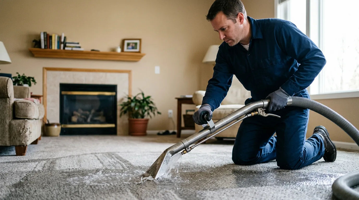 Water damage restoration technician working near Oldwick, NJ